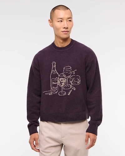 Oversized Pattern Crew Sweater