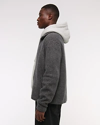 Cropped Sweater Shirt Jacket