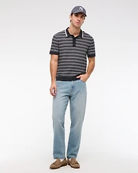Striped 3-Button Sweater Polo