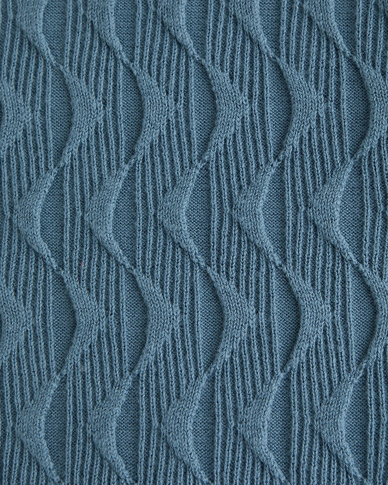 Geometric Stitch Button-Through Sweater Polo