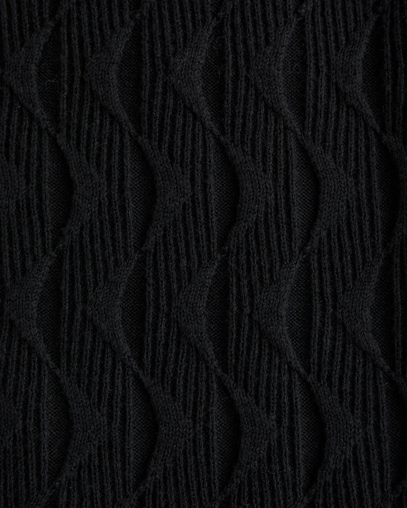 Geometric Stitch Button-Through Sweater Polo