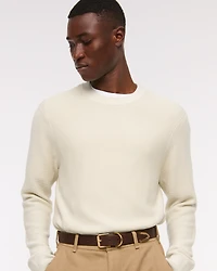 Pima Cotton Open-Hem Crew Sweater