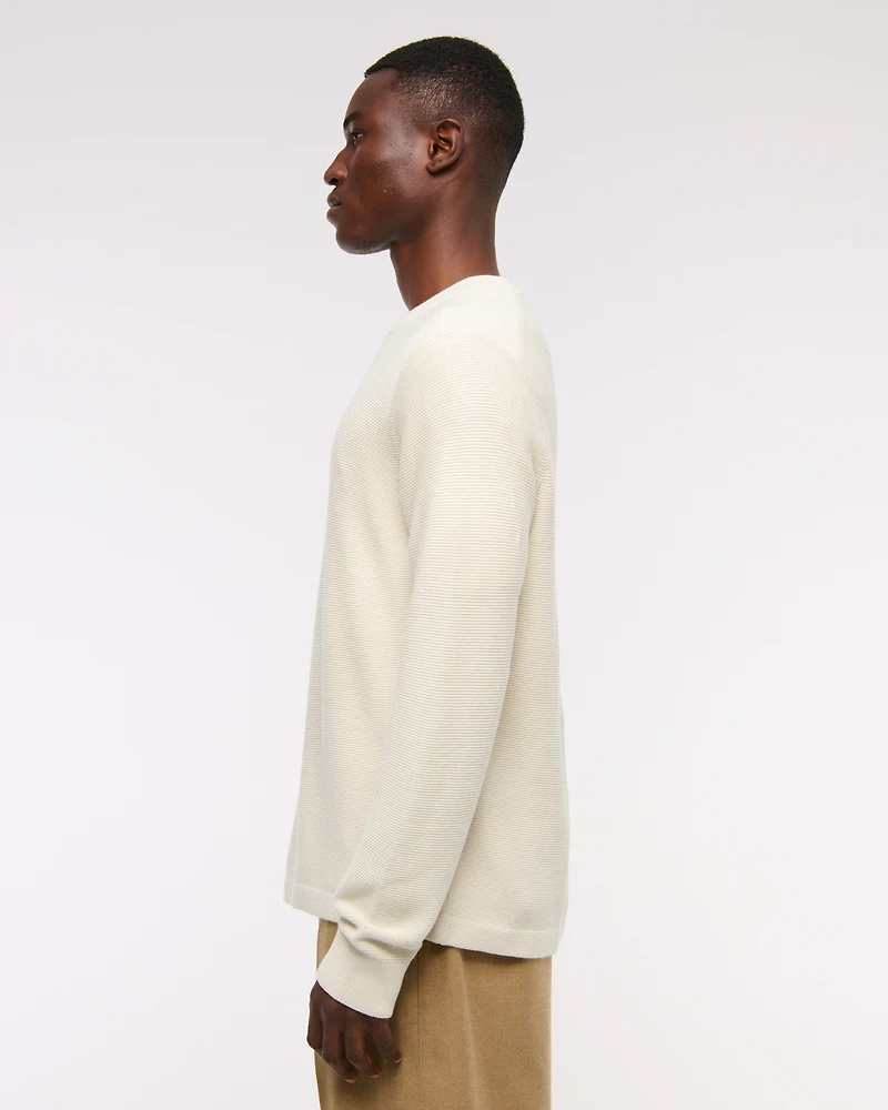 Pima Cotton Open-Hem Crew Sweater