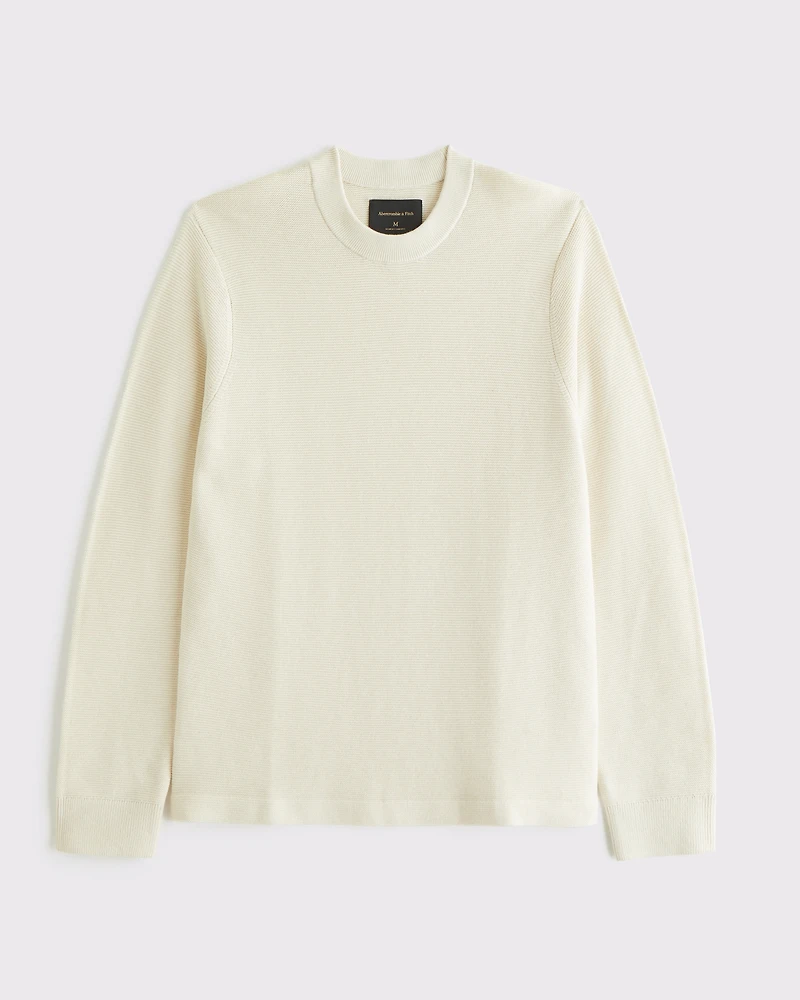 Pima Cotton Open-Hem Crew Sweater