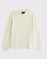 Pima Cotton Open-Hem Crew Sweater