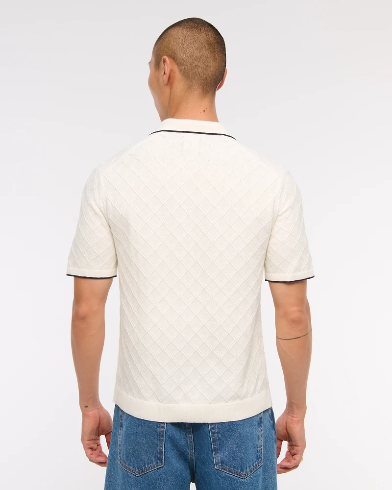 Preppy Tipped Johnny Collar Sweater Polo