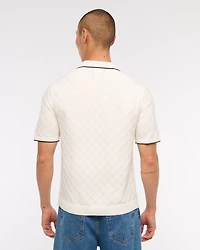 Preppy Tipped Johnny Collar Sweater Polo