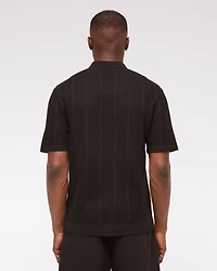 Textural Stripe Zip Sweater Polo