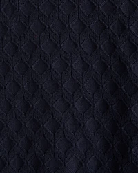 Pointelle Stitch Johnny Collar Sweater Polo