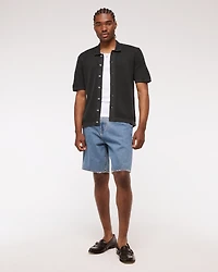 Garment Dye Button-Through Sweater Polo