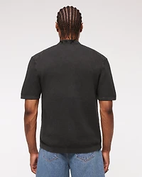 Garment Dye Button-Through Sweater Polo