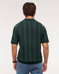 Contrast Textural Zip Sweater Polo