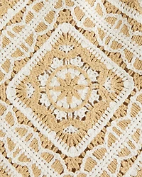 Crochet-Style Floral Button-Through Sweater Polo