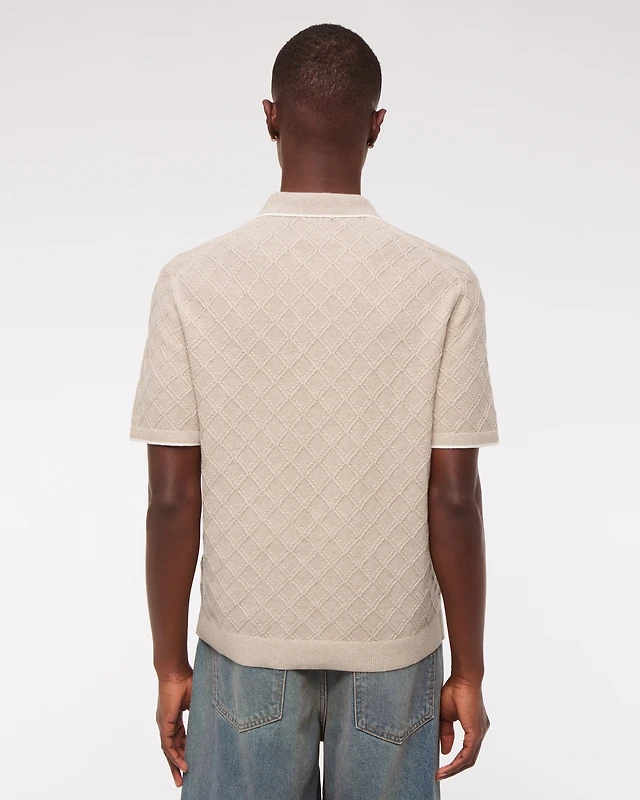 Abercrombie Fitch Preppy Tipped Johnny Collar Sweater Polo