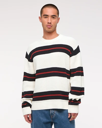 Oversized Striped Crew Sweater