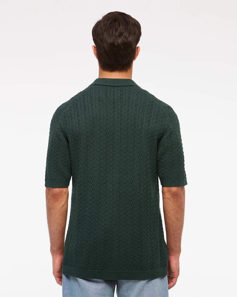 Cable Button-Through Sweater Polo