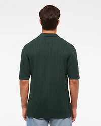 Cable Button-Through Sweater Polo
