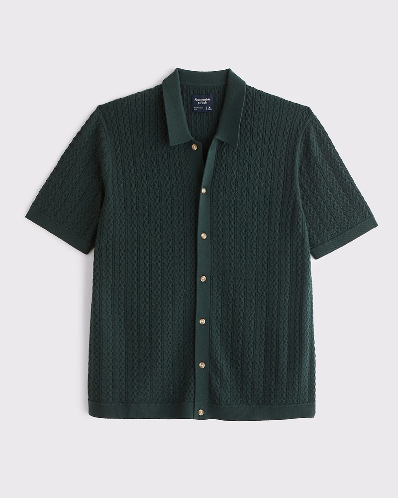Cable Button-Through Sweater Polo