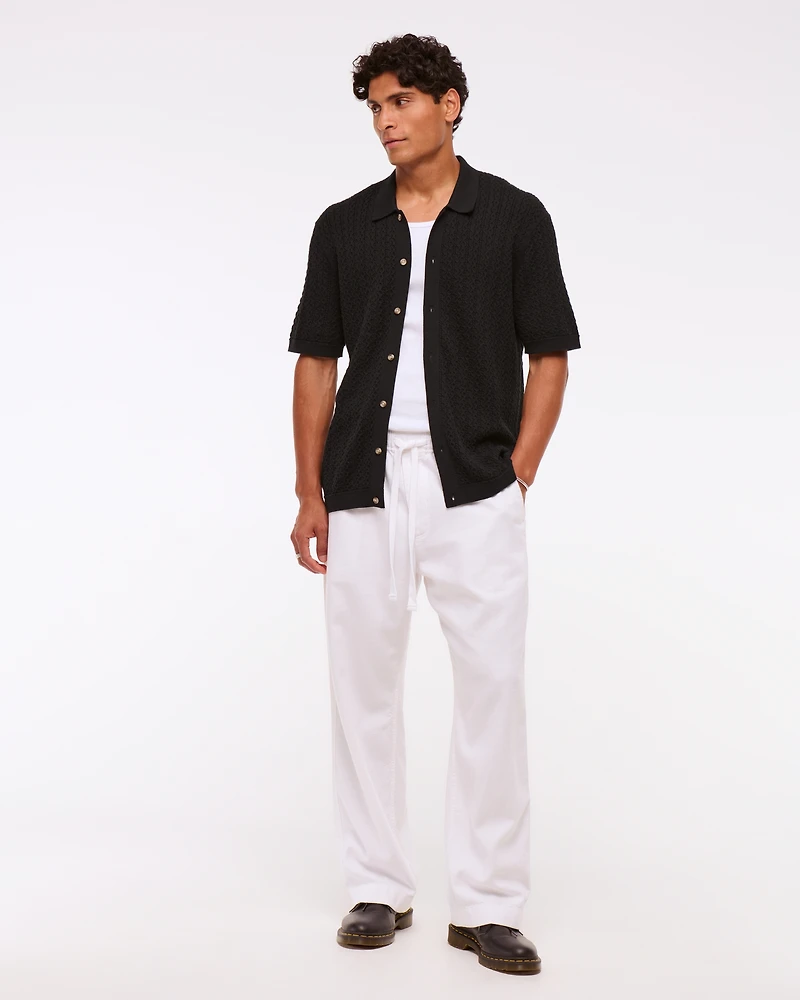 Cable Button-Through Sweater Polo