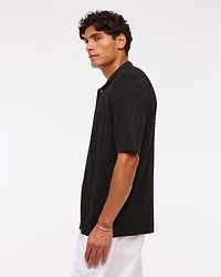 Cable Button-Through Sweater Polo