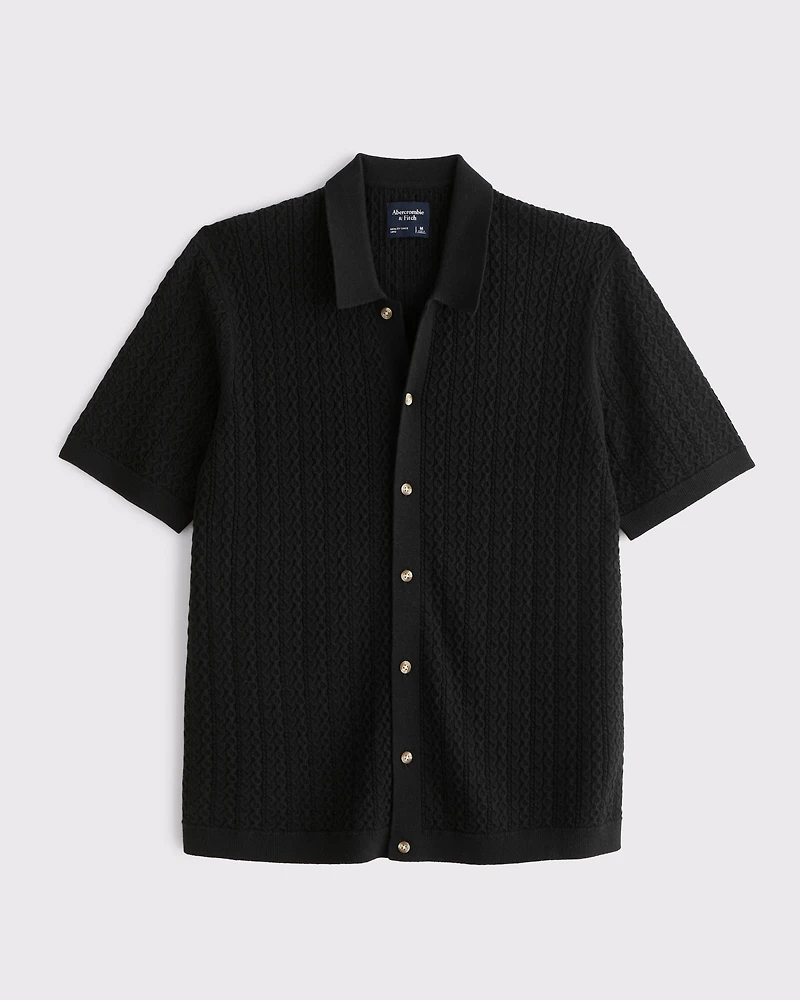 Cable Button-Through Sweater Polo