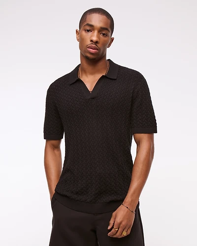 Pima Cotton Johnny Collar Sweater Polo