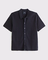 Jacquard Pattern Button-Through Sweater Polo