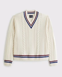 Oversized Cable V-Neck Sweater