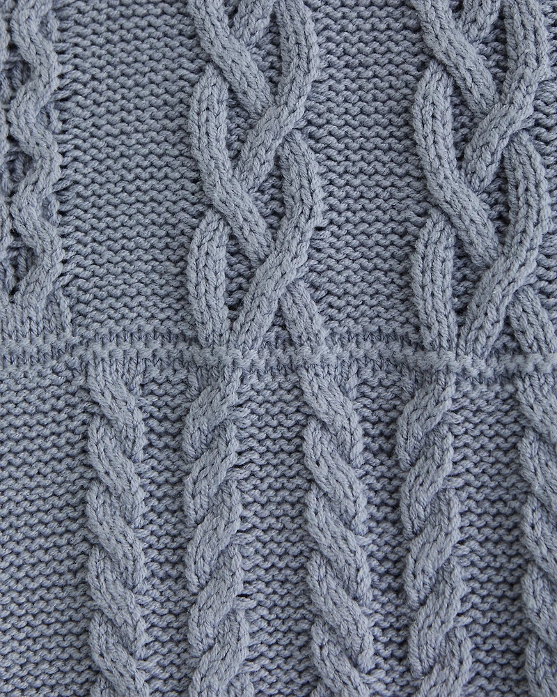 Cable Patchwork Crew Sweater