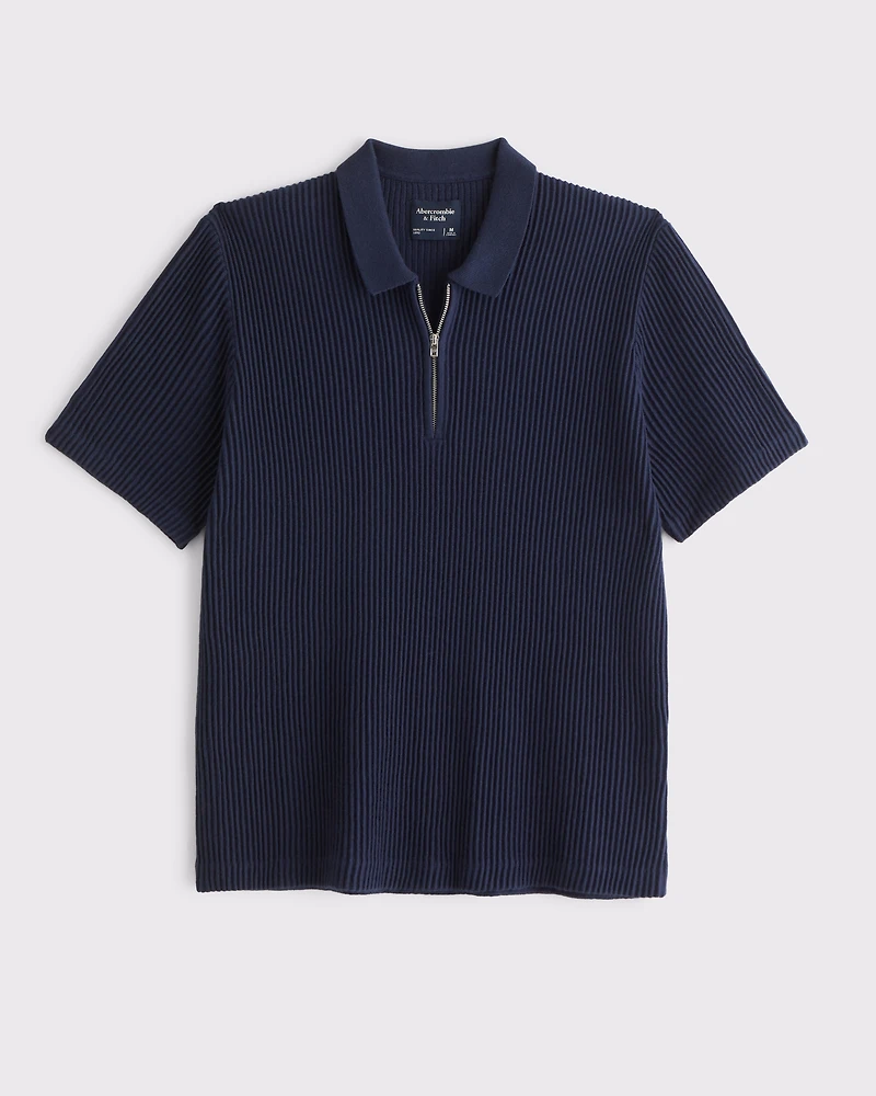 Plisse Zip Sweater Polo
