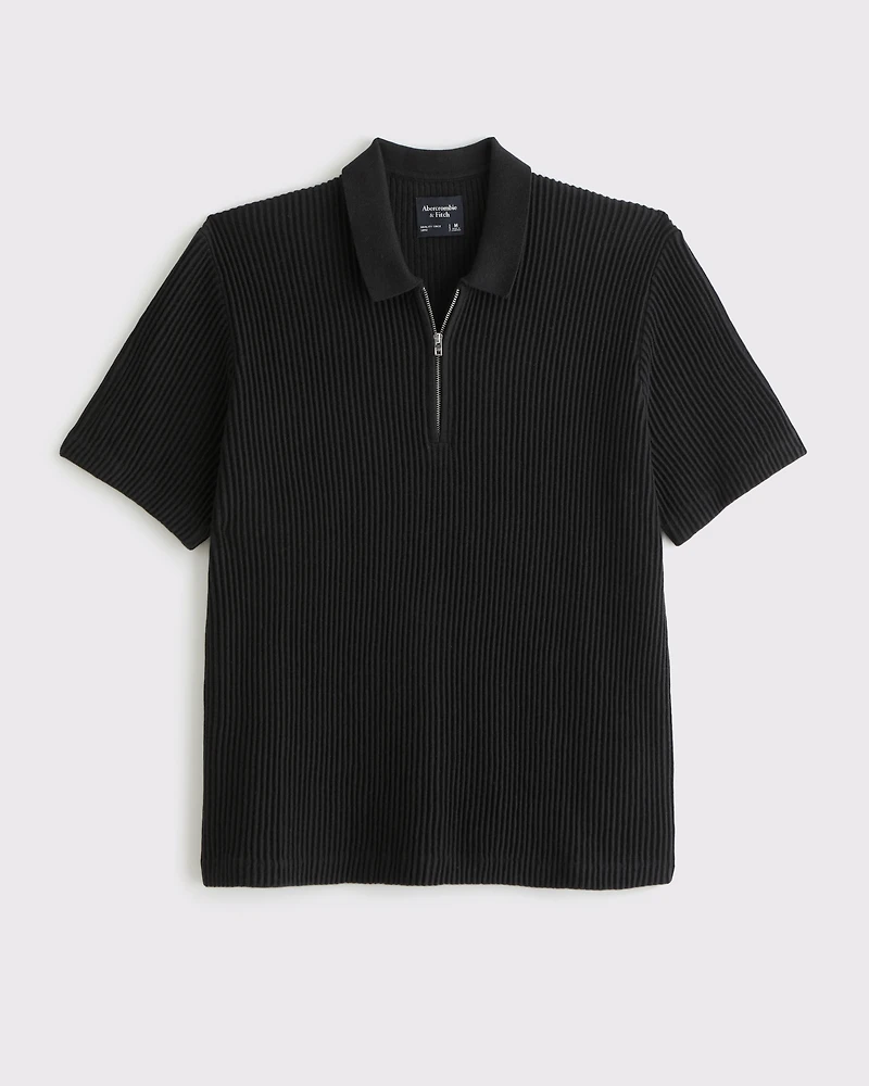 Plisse Zip Sweater Polo