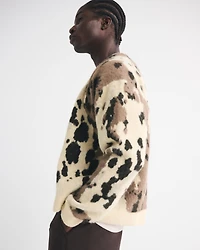 Fuzzy Animal Print Cardigan