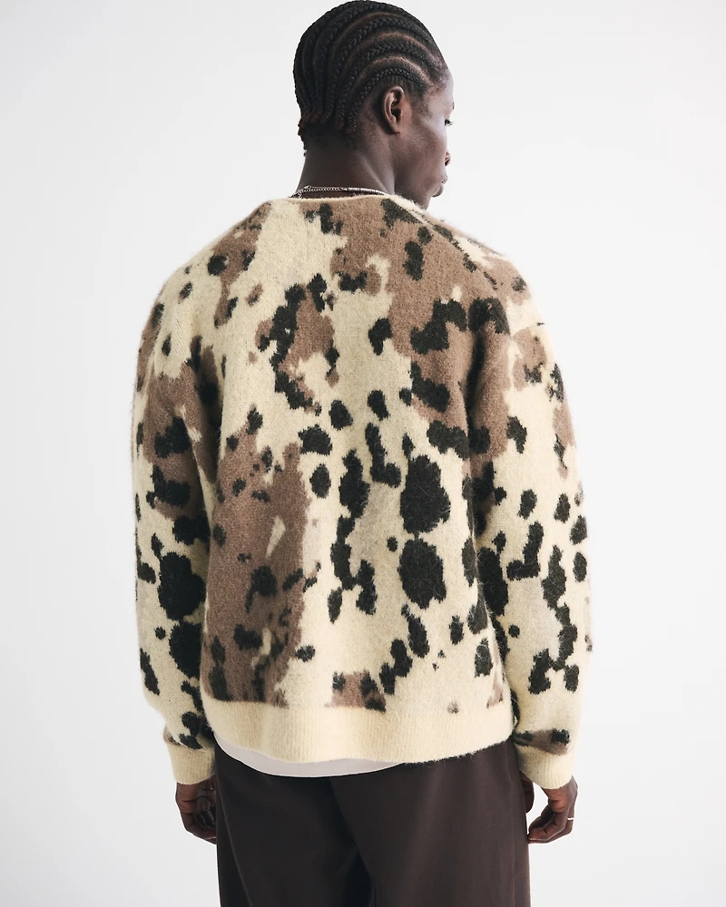 Fuzzy Animal Print Cardigan