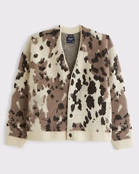 Fuzzy Animal Print Cardigan