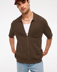 Full-Zip Sweater Polo