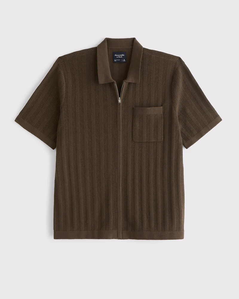 Full-Zip Sweater Polo