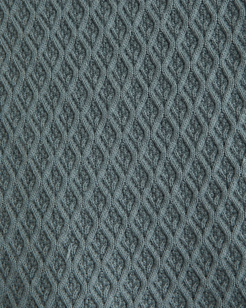 Diamond Stitch Button-Through Sweater Polo