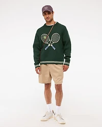 Oversized Tennis Racket Graphic Crew Sweater