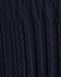 Cable Patchwork Johnny Collar Sweater Polo