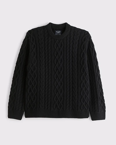 Oversized Cable Crew Sweater
