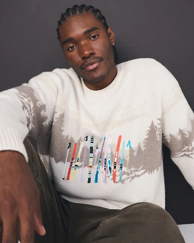 Oversized Holiday Graphic Crew Sweater