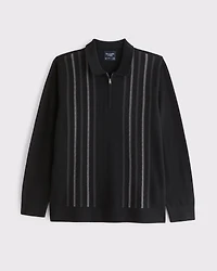 Long-Sleeve Zip Sweater Polo