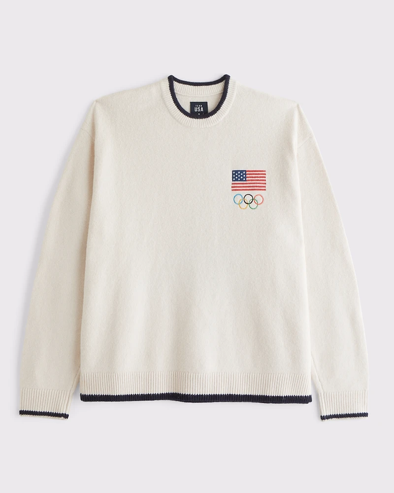 Oversized Olympics Graphic Crew Sweater