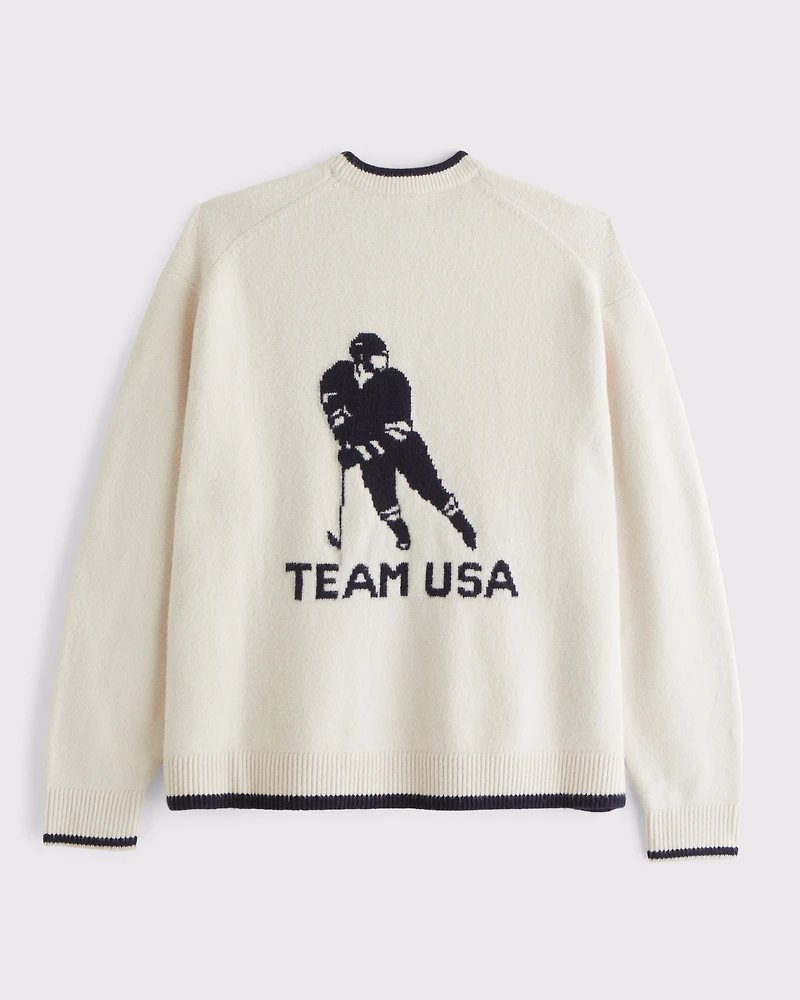 Oversized Olympics Graphic Crew Sweater