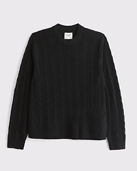 Merino Wool-Blend Cable Crew Sweater