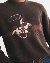 Oversized Holiday Graphic Crew Sweater