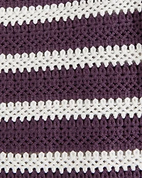 Crochet-Style Striped Button-Through Sweater Polo