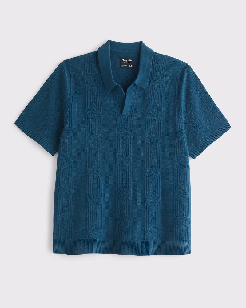 Cable Stitch Johnny Collar Sweater Polo