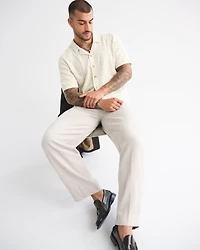 Crochet-Style Button-Through Sweater Polo