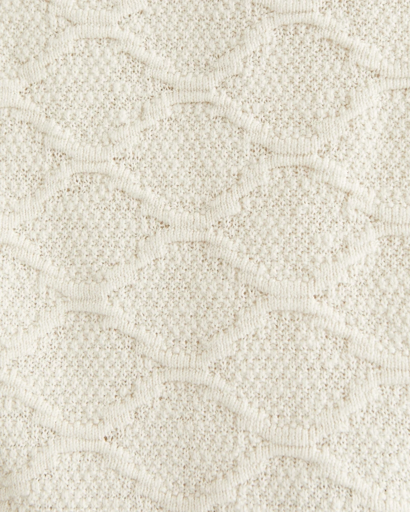 Crochet-Style Button-Through Sweater Polo